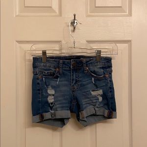 aeropostale dark wash midi shorts